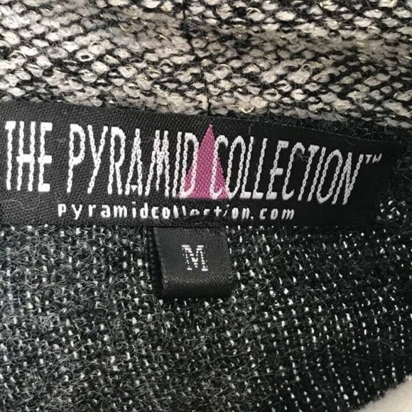 The Pyramid Collection Collared Ruffle Knit Jacket M Asymmetrical Duster Gray - Picture 8 of 10